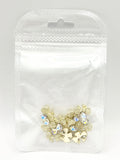 Queen - Nail Charms 10pc - #166 Gold Bows with Iridescent Heart Gem