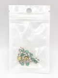 Queen - Nail Charms 10pc - #105 Gold Jade & White Crystal Clusters