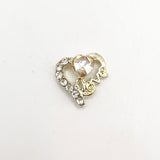 Queen - Nail Charms 10pc - #125 Gold Hearts with Clear and Orange Crystals