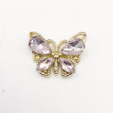 Queen - Nail Charms 10pc - #020 Gold Pink Small Crystal Butterflies