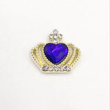 Queen - Nail Charms 10pc - #126 Gold Blue Heart Crowns