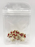 Queen - Nail Charms 10pc - #027 Gold Ruby Crystal Butterflies