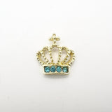 Queen - Nail Charms 10pc - #353 Gold Light Blue Crystal Crowns