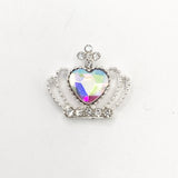 Queen - Nail Charms 10pc - #128 Silver Iridescent Heart Crowns