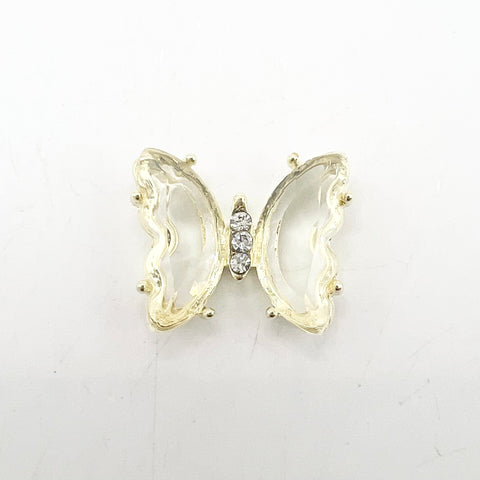 Queen - Nail Charms 10pc - #318 Gold Crystal Clear Butterflies