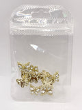 Queen - Nail Charms 10pc - #033 Gold White Crystal Butterflies