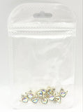 Queen - Nail Charms 10pc - #233 Gold Winged Iridescent Heart Crystals