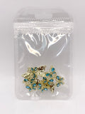 Queen - Nail Charms 10pc - #034 Gold Teal Crystal Butterflies