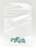 Queen - Nail Charms 10pc - #226 Silver Blue Leafs with Crystals