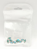 Queen - Nail Charms 10pc - #183 Silver Blue Iridescent Leafs with Crystals