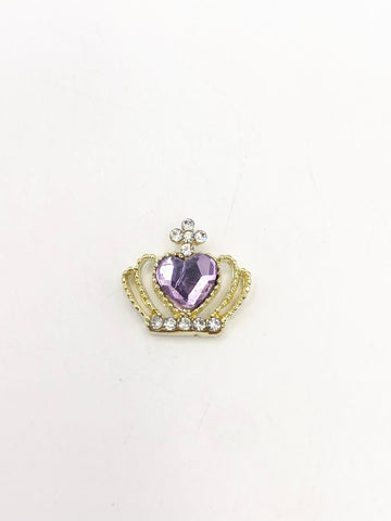 Queen - Nail Charms 10pc - #141 Gold Purple Heart Crowns