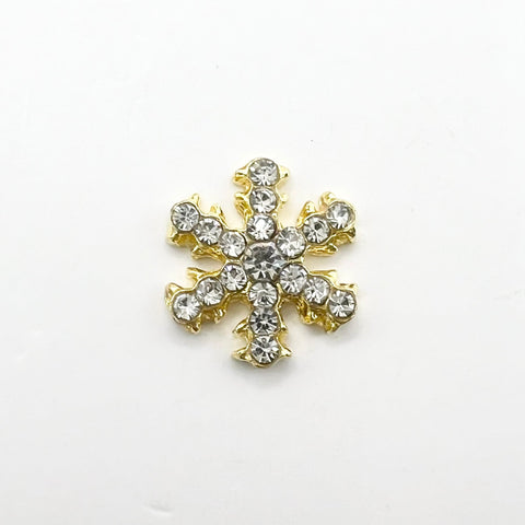 Queen - Nail Charms 10pc - #244 Gold Crystal Snowflakes