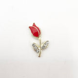 Queen - Nail Charms 10pc - #282 Gold Red Roses with Crystal Leaves