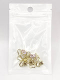 Queen - Nail Charms 10pc - #089 Gold "Love" Pink Crystal Hearts