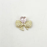 Queen - Nail Charms 10pc - #168 Gold Bows with Pink Heart Gem