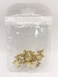 Queen - Nail Charms 10pc - #032 Gold Iridescent Crystal Butterflies