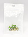 Queen - Nail Charms 10pc - #102 Gold Green & White Crystal Clusters