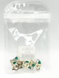 Queen - Nail Charms 10pc - #144 Gold Hearts with Clear and Green Crystals