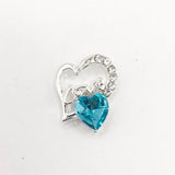 Queen - Nail Charms 10pc - #098 Silver "Love" Teal Crystal Hearts