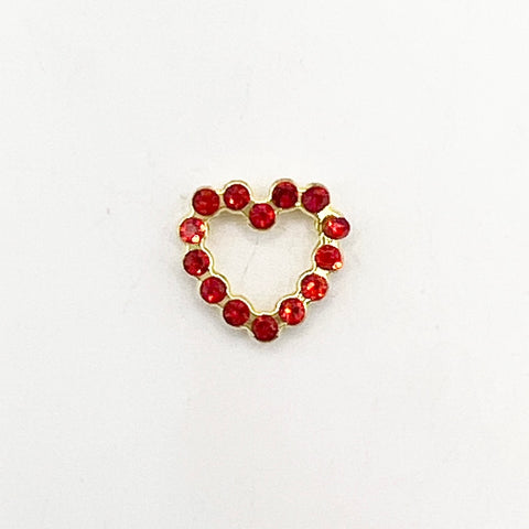 Queen - Nail Charms 10pc - #147 Gold Hearts with Red Crystals