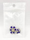 Queen - Nail Charms 10pc - #103 Gold Blue & White Crystal Clusters