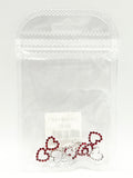 Queen - Nail Charms 10pc - #146 Silver Hearts with Red Crystals