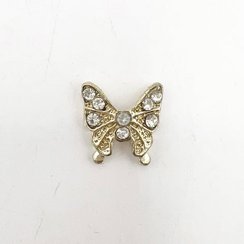 Queen - Nail Charms 10pc - #121 Gold Butterflies w/ White Stones