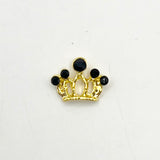 Queen - Nail Charms 10pc - #165 Gold Tiaras with Black Stones