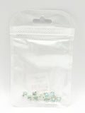 Queen - Nail Charms 10pc - #173 Silver Teal Iridescent Small Hearts with Crown