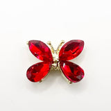 Queen - Nail Charms 10pc - #314 Gold Red Crystal Winged Butterflies