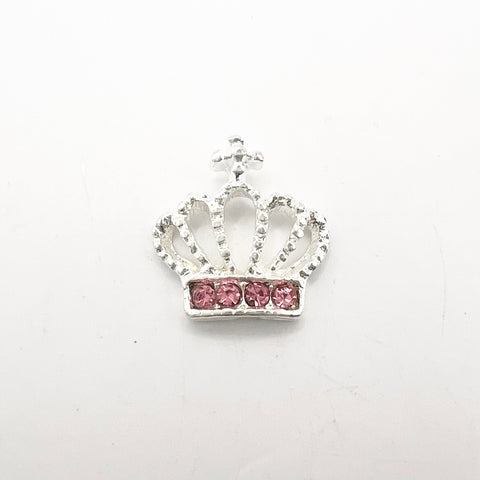 Queen - Nail Charms 10pc - #354 Silver Pink Crystal Crowns