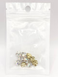 Queen - Nail Charms 10pc - #108 Gold Iridescent & Clear Crystal Clusters