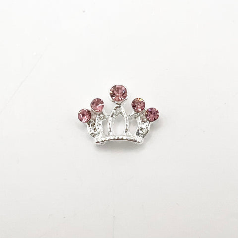 Queen - Nail Charms 10pc - #359 Silver Pink Stone Crowns