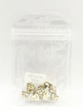 Queen - Nail Charms 10pc - #125 Gold Hearts with Clear and Orange Crystals