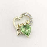 Queen - Nail Charms 10pc - #087 Gold "Love" Green Crystal Hearts