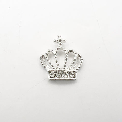 Queen - Nail Charms 10pc - #342 Silver White Crystal Crowns