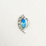 Queen - Nail Charms 10pc - #183 Silver Blue Iridescent Leafs with Crystals