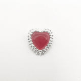 Queen - Nail Charms 10pc - #207 Silver Red Hearts with Surrounded Beads