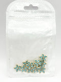 Queen - Nail Charms 10pc - #279 Gold Blue Gem Stars