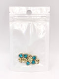 Queen - Nail Charms 10pc - #064 Gold Teal Hearts