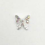 Queen - Nail Charms 10pc - #152 Silver Butterflies w/ Iridescent Stones