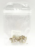 Queen - Nail Charms 10pc - #145 Gold Hearts with Clear and Pink Crystals