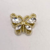 Queen - Nail Charms 10pc - #033 Gold White Crystal Butterflies