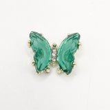 Queen - Nail Charms 10pc - #118 Gold Dark Green Butterflies