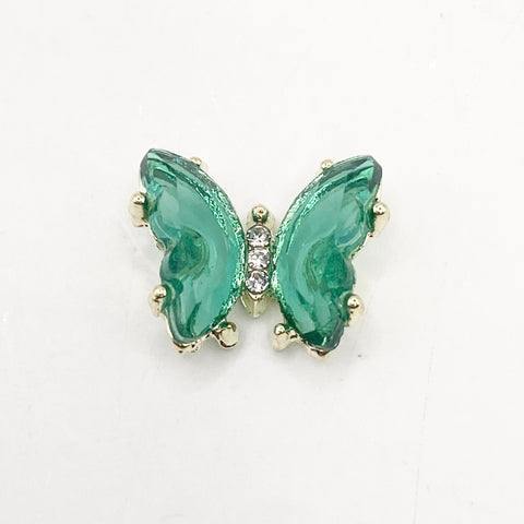 Queen - Nail Charms 10pc - #118 Gold Dark Green Butterflies