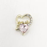 Queen - Nail Charms 10pc - #089 Gold "Love" Pink Crystal Hearts