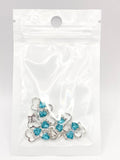 Queen - Nail Charms 10pc - #098 Silver "Love" Teal Crystal Hearts