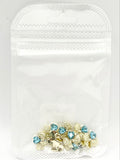 Queen - Nail Charms 10pc - #169 Gold Bows with Blue Heart Gem