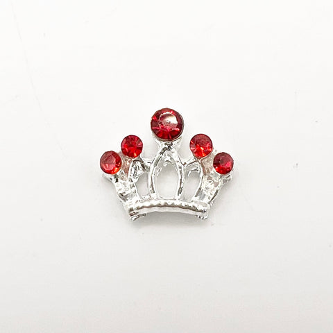 Queen - Nail Charms 10pc - #363 Silver Red Stone Crowns