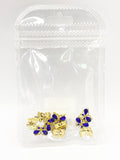 Queen - Nail Charms 10pc - #111 Gold Sapphire Gem Butterflies